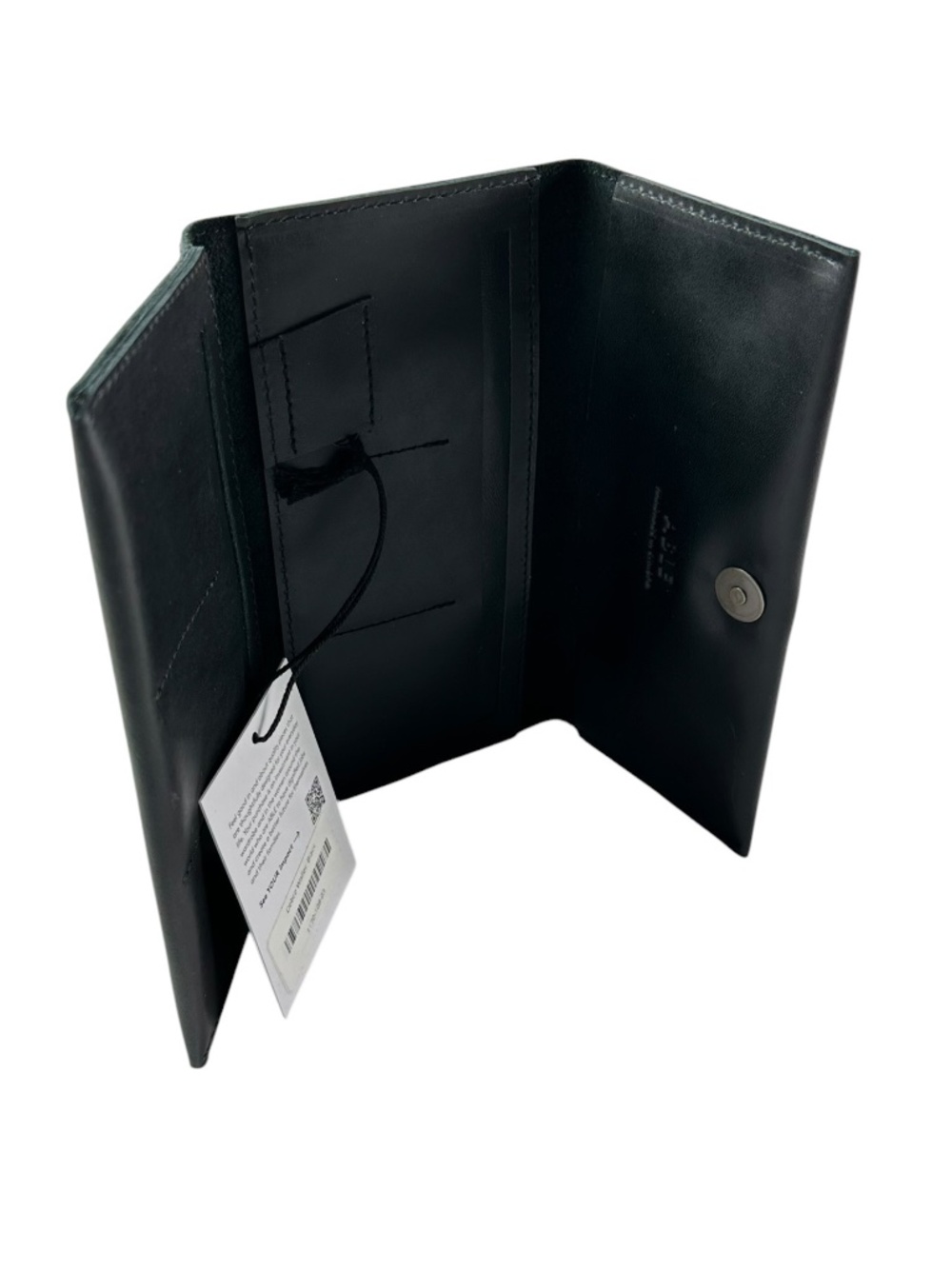 ABLE Debre Black Leather Wallet Checkbook Magnetic Snap Closure Unisex